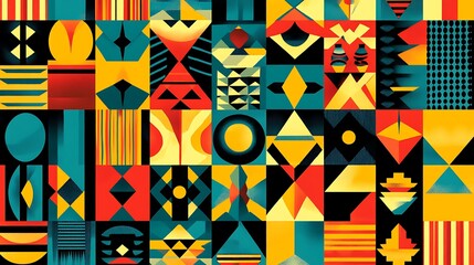 Abstract geometric pattern with vibrant colors and shapes. (56)