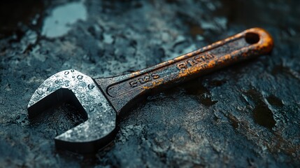 Rusty Wrench: Close-up of Weathered Metal Tool