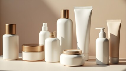 A display of organic beauty products with clean and minimalist designs in a boutique
