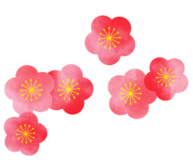 水彩で描いた梅のイラスト