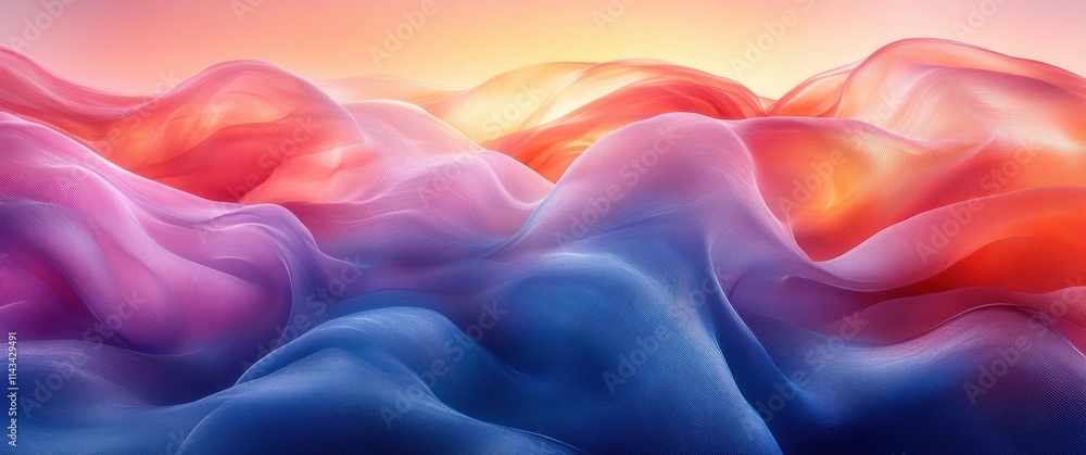Poster Vibrant Flowing Ribbons of Colorful Light and Depth in Abstract Design