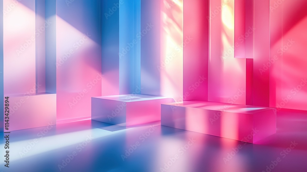Poster a frosted glassmorphism panel featuring soft shadows and a gradient backdrop, perfect for contempora