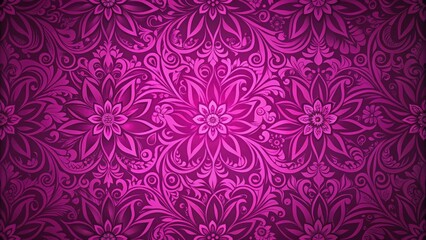 Colorful fuchsia purple floral design on a seamless background with intricate patterns and subtle shading for a sophisticated look, wallpaper, interior