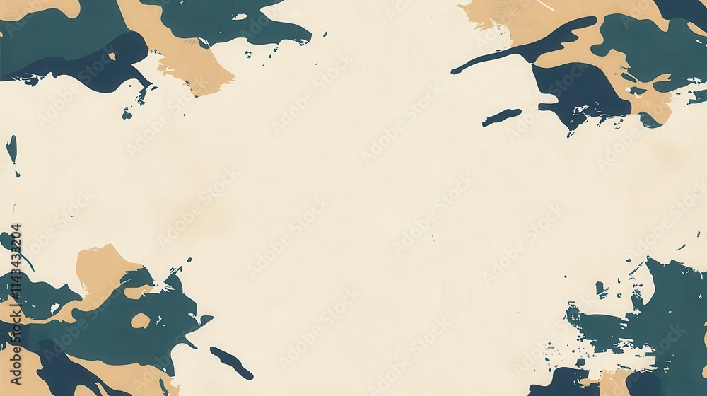 Poster A military-style poster design featuring a camouflage pattern and spacious areas for text and graphics against a clean white backdrop.