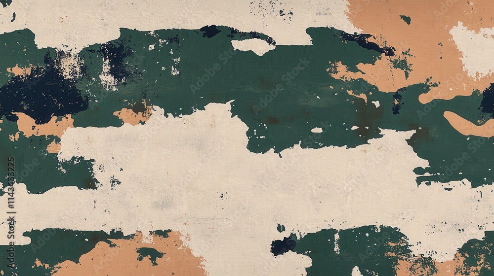 Poster A military-style poster design featuring a camouflage pattern and spacious areas for text and graphics against a clean white backdrop.