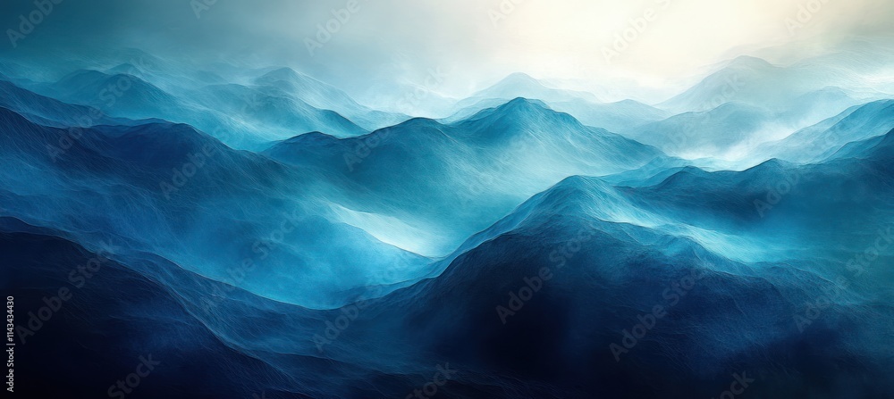 Poster deep blue to teal gradient minimalist background with soft ambient lighting and serene atmosphere