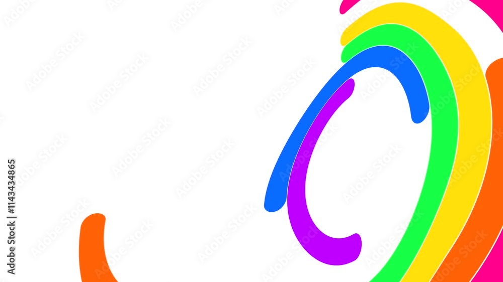 Poster lines and colorful shapes animation on a white background