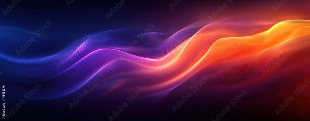 Poster abstract gradient composition with purple and orange flowing lines