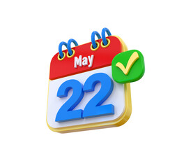 Calendar 3D May Date 22