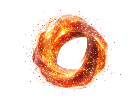 3D Render of a Fire Icon with Glowing Red and Orange Sparks, Transparent PNG