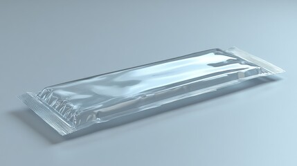 A transparent packaging for a bar-like product, likely food or snack-related.