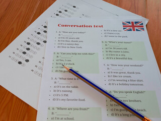 English conversation test in classroom