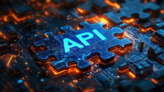 API Integration Concept Digital Puzzle Piece Connectivity Interoperability Technology Background