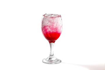 Good taste with Sweet red ice soda served on white background and isolate photo style.