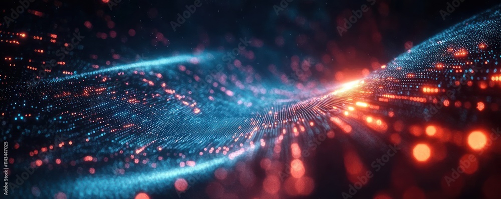 Poster futuristic digital landscape background for technology operations neural networks ai data transmissi