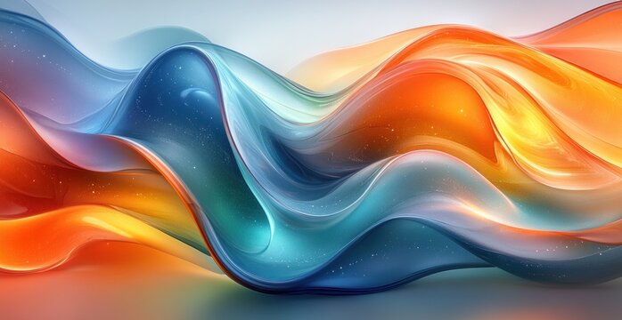 Vibrant Abstract Digital Sculpture with Flowing Ribbons of Color