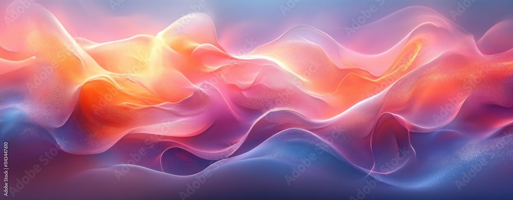 Poster abstract waves soft pastel background with ethereal lighting and smooth curves