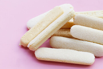 Sponge finger cookies, Italian savoiardi biscuit snack