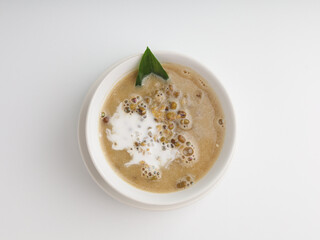 Mung bean porridge cooked with coconut milk and palm sugar, Indonesian popular dessert