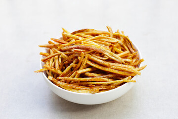 Crispy banana sticks. Fruit snack