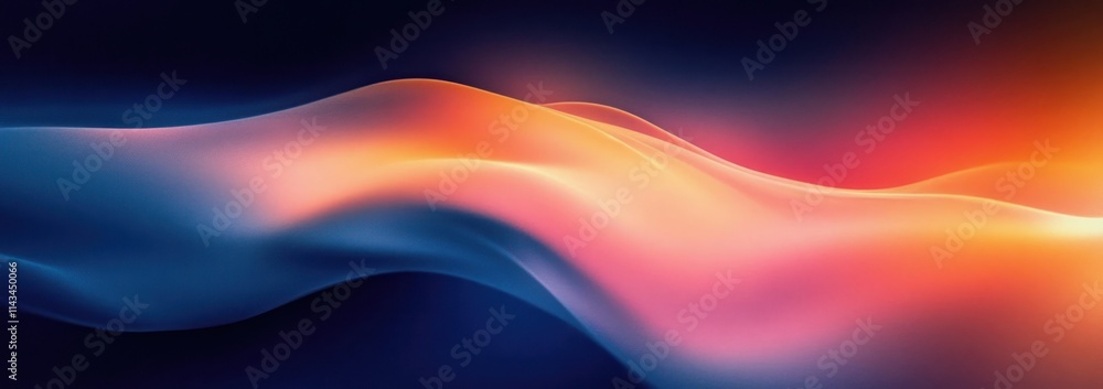 Poster deep blue and vibrant orange abstract gradient art with soft light effects and minimalistic composit