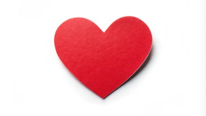Obraz premium A single red heart shape sticker isolated on a white background , love symbol, heart shape