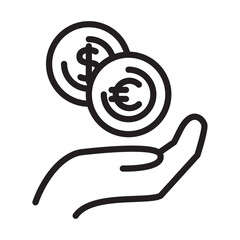 hand holding money icon line