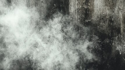 White Mist Against Dark Weathered Wall