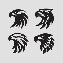 Eagle head, side face illustration work design for a logo, tattoo. A black and white eagle logo, represented with a vector graphic.Logo of an eagle with black colour.