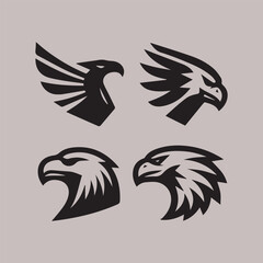 Eagle head, side face illustration work design for a logo, tattoo. A black and white eagle logo, represented with a vector graphic.Logo of an eagle with black colour.