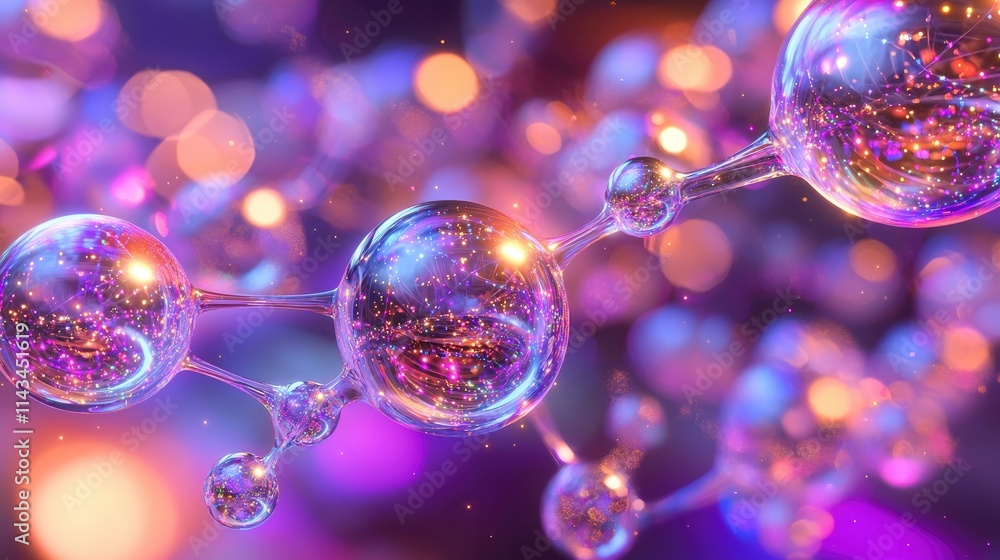 Poster a detailed depiction of entangled particles represented by glowing orbs connected by vibrant beams o