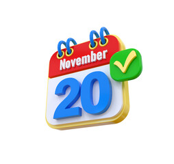 Calendar 3D November Date 20