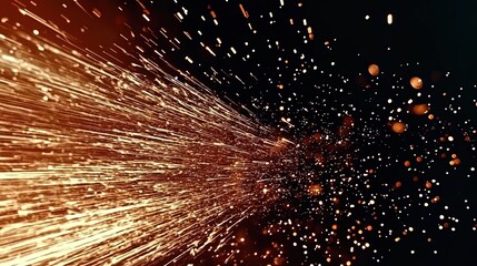Fototapeta premium Glowing Sparks Burst Across Dark Background
