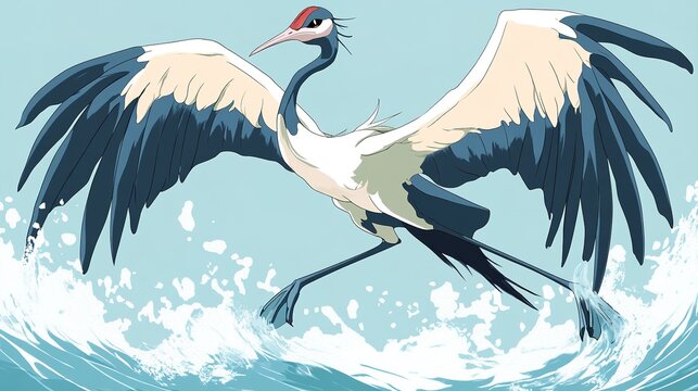 Stormingo, a crane-like creature with a water pouch on its chest, long legs, and a serpentine neck, capable of flying by flapping its massive wings. It can also create twisters by spinning, 