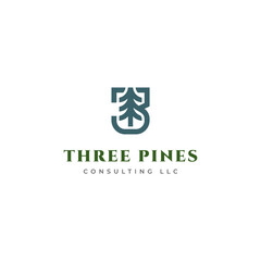 three pines logo icon vector template