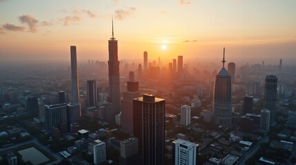 sunset over the city