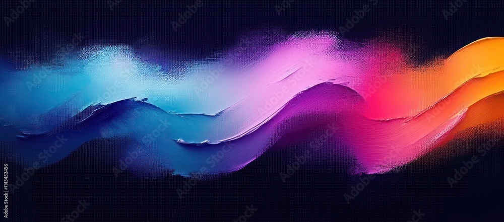 Poster dynamic vibrant flowing abstract background with grainy texture and glowing color gradient