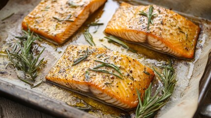 Golden Baked Salmon with Rosemary