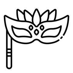 Carnival eye mask outline icon for masquerade parties and festive events