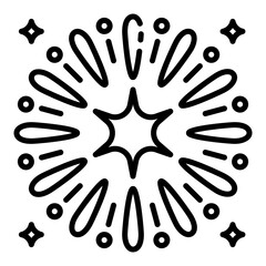 Fireworks explosion outline icon for celebrations and festive displays