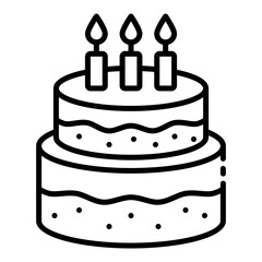 Birthday cake with candle outline icon for birthday celebrations
