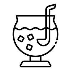 Tropical drink punch outline icon for summer parties and celebrations