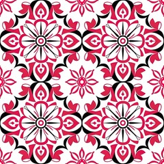 Fototapeta premium Red and black floral pattern design on white background