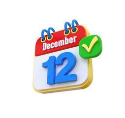 Calendar 3D December Date 12