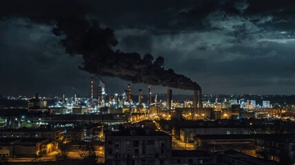 vulnerable nature background,View of the city with a dark sky due to factory smoke

