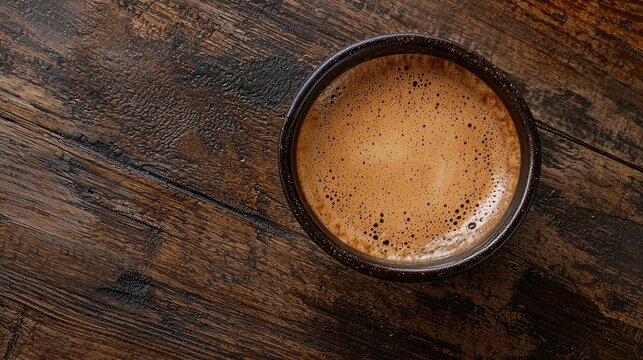 A close-up shot of cappuccino being brewed using the pour-over method, showcasing the rich crema and latte art. The warm tones of the coffee contrast with the soft white