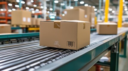 Automated Package Conveyor System in a Modern Warehouse Facility: Efficient Logistics and Distribution