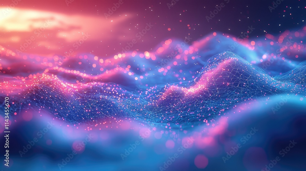 Poster an artistic representation of a digital landscape with interconnected clouds symbolizing a multi-clo