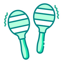 Maracas musical instrument green filled line icon for lively music