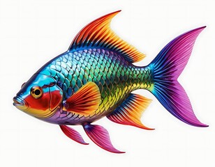 Fototapeta premium Vibrant Rainbow Fish: Photorealistic Marine Life with Iridescent Scales. generated by ai. 